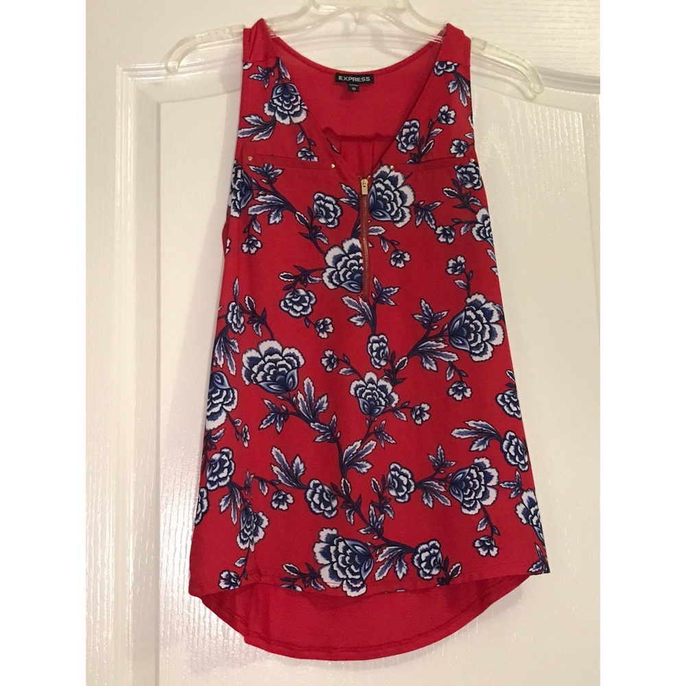 Red Floral Print Top